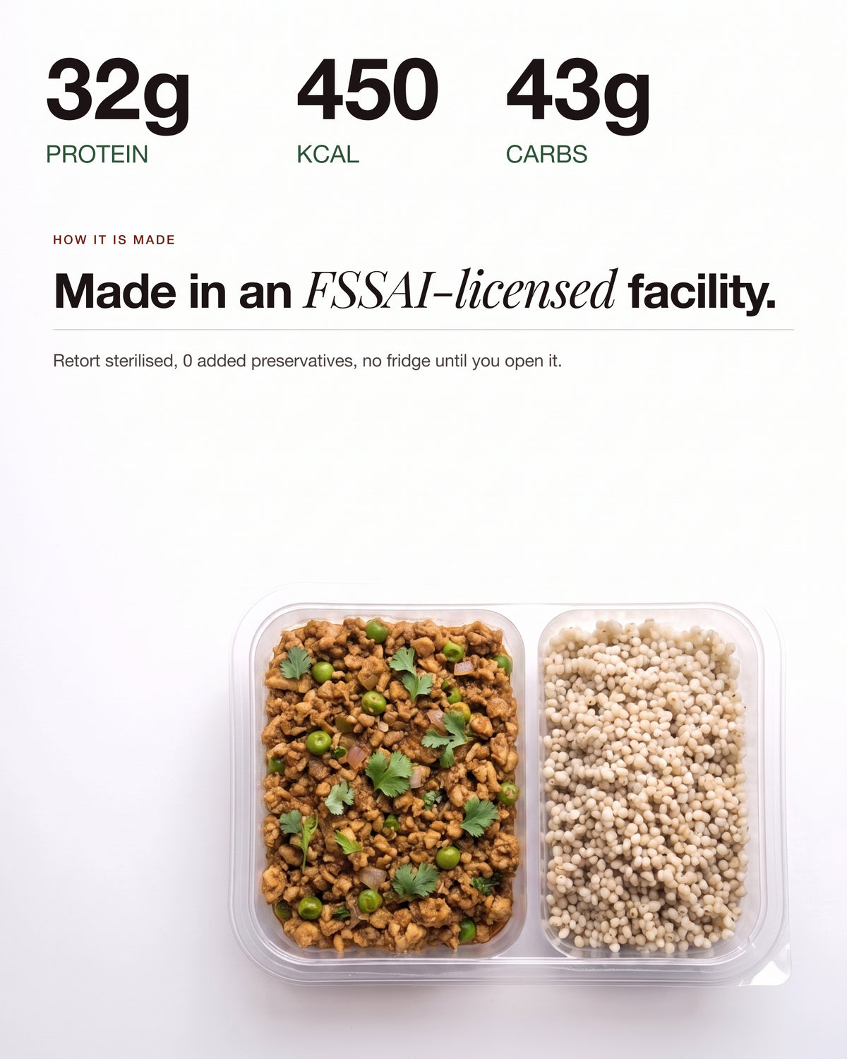 Chicken Keema Breakfast Bowl is made in an FSSAI licensed facility