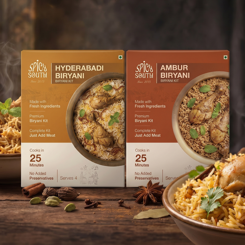 The South Indian Feast — Hyderabadi Kit + Ambur Biryani Kit
