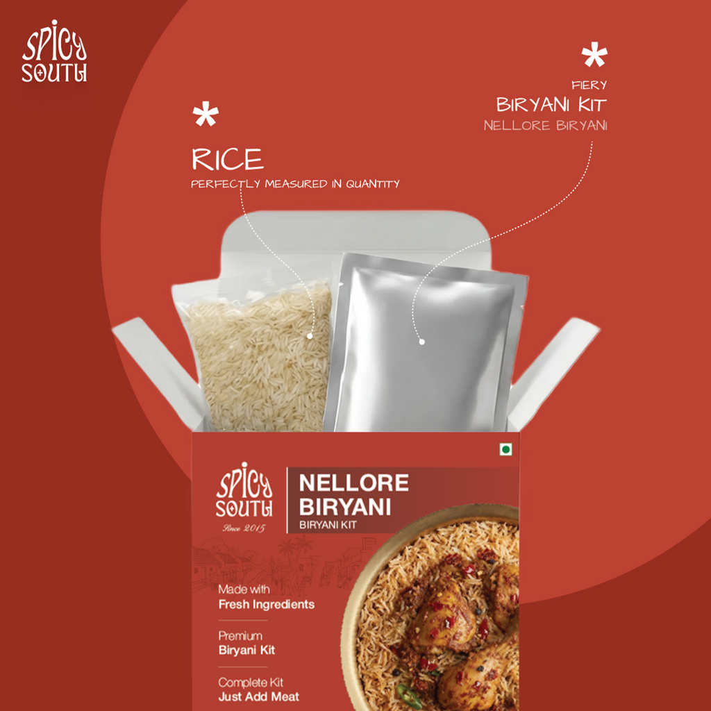 Andhra Nellore Biryani Kit retail box, ready-to-cook Nellore biryani by Spicy South