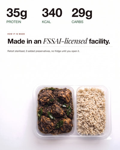 Chettinad Pepper Chicken is made in an FSSAI licensed facility