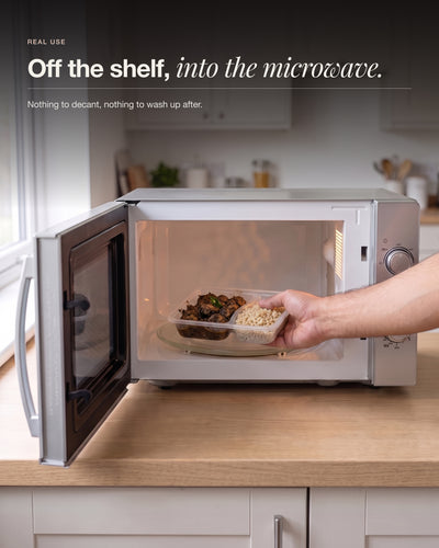 Chettinad Pepper Chicken going straight from the shelf into the microwave