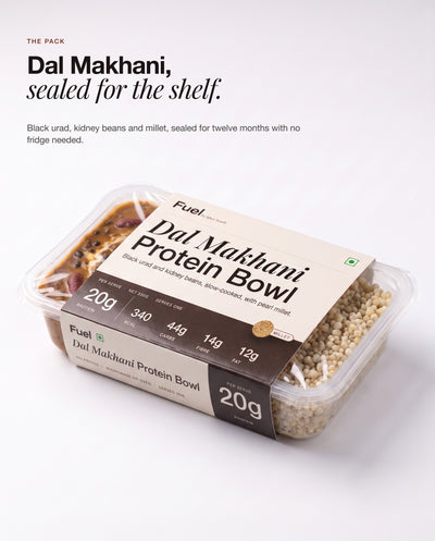 Dal Makhani Protein Bowl sealed in its tray, ready for the shelf