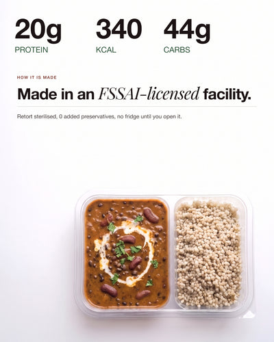 Dal Makhani Protein Bowl is made in an FSSAI licensed facility