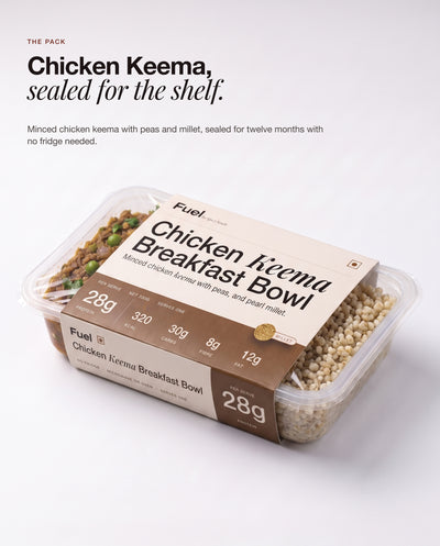 Chicken Keema Breakfast Bowl sealed in its tray, ready for the shelf