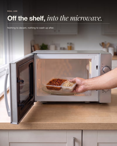 Rajma Protein Bowl going straight from the shelf into the microwave
