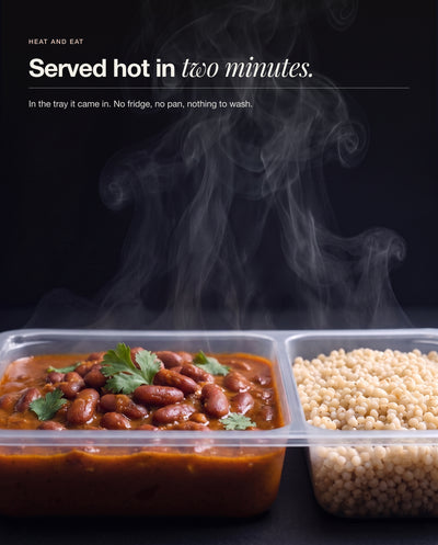 Rajma served hot in two minutes, steam rising