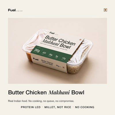 Butter Chicken Bowl: the sealed Fuel tray in its printed sleeve