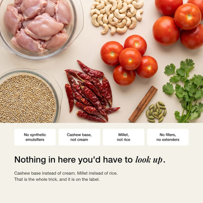 Butter Chicken Bowl: the raw ingredients laid out
