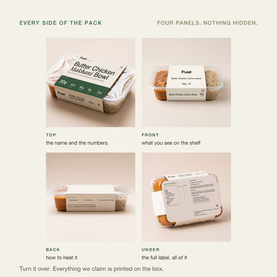 Butter Chicken Bowl: all four printed panels of the sleeve