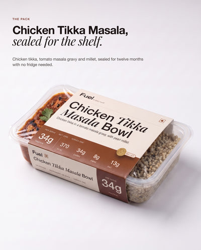 Chicken Tikka Masala Bowl sealed in its tray, ready for the shelf
