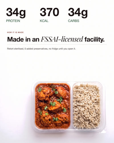 Chicken Tikka Masala Bowl is made in an FSSAI licensed facility