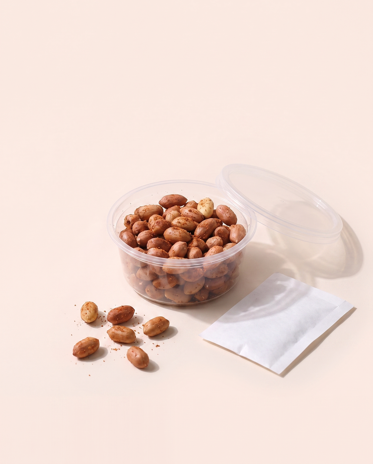 Peanut High Protein Top-up, roasted peanuts in their tub with the dry masala sachet