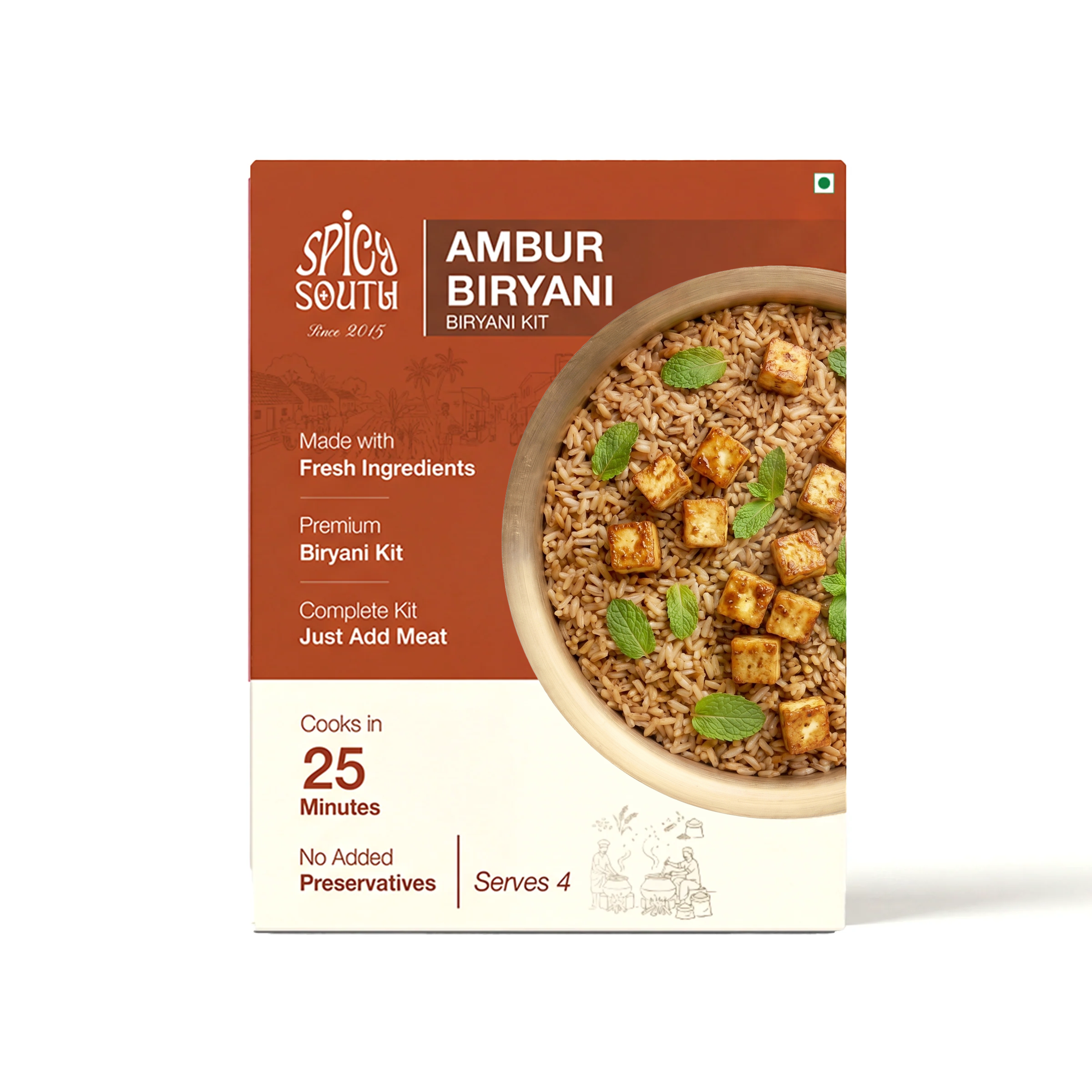 Ambur Biryani Kit veg pack front with paneer biryani [veg]
