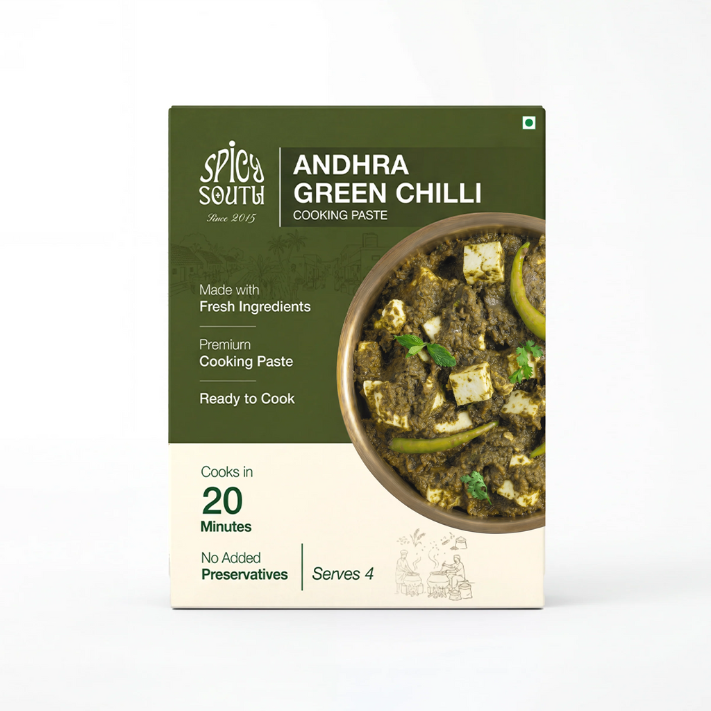 Andhra Green Chilli Paste veg pack front with paneer curry [veg]