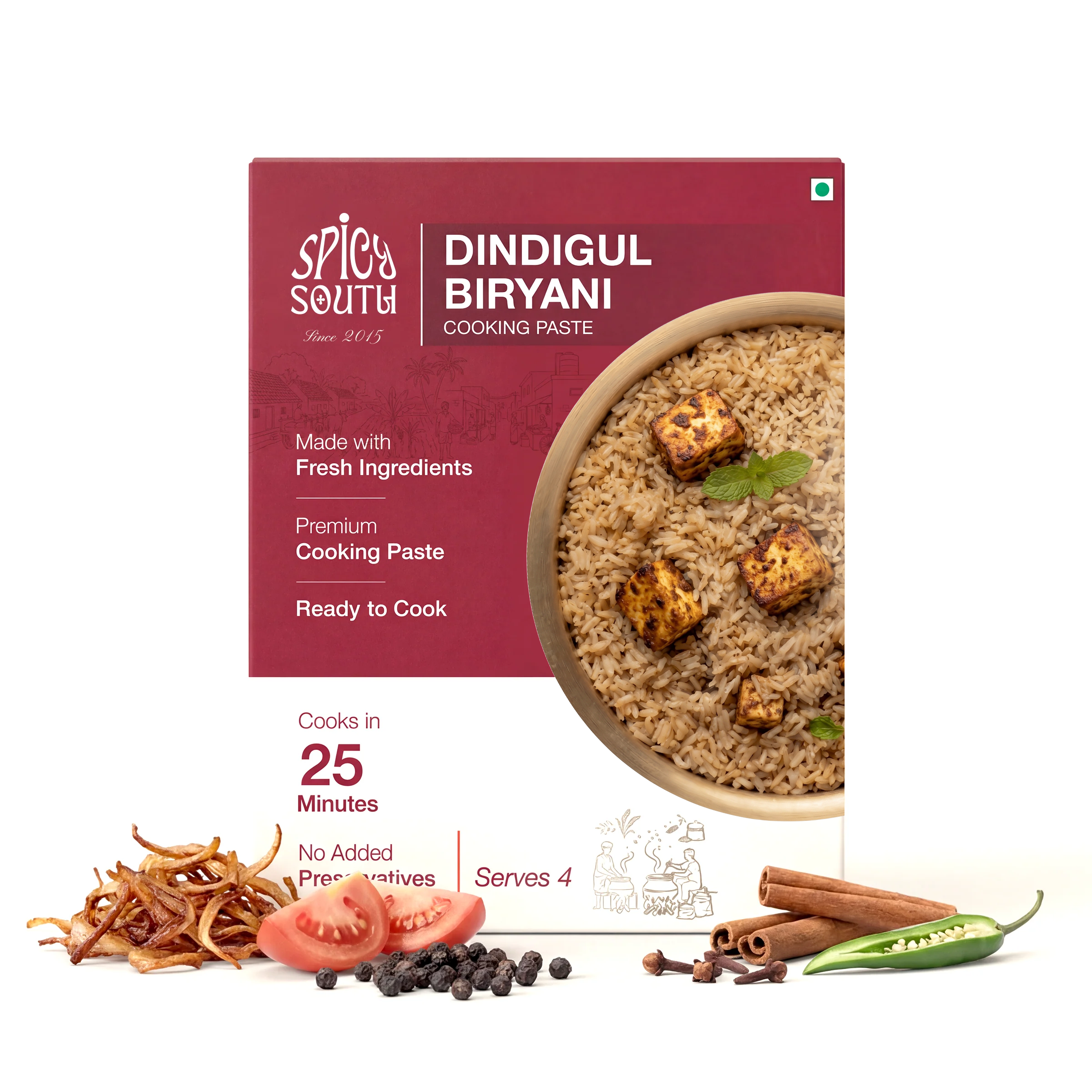 Dindigul Biryani Paste veg pack with paneer biryani and fresh ingredients [veg]