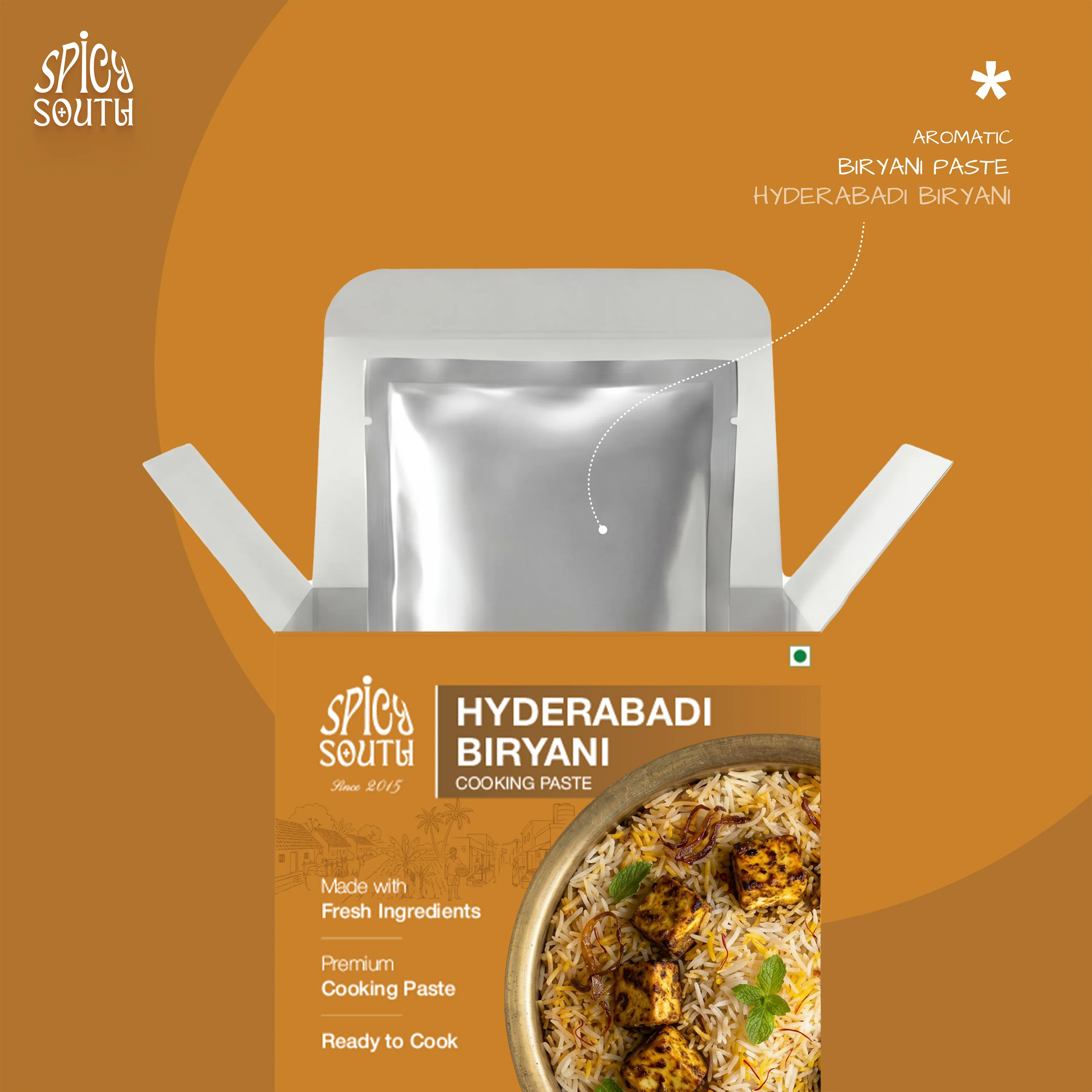 Hyderabadi Biryani Paste open box with paste pouch, veg [veg]