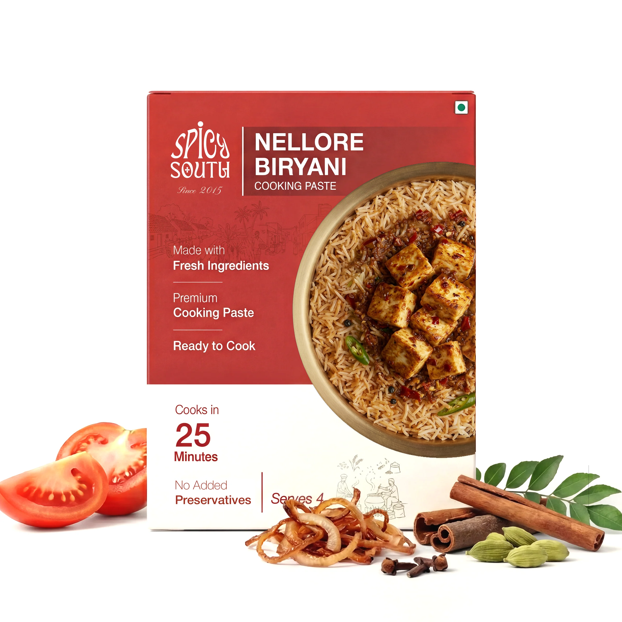 Andhra Nellore Biryani Paste veg pack with paneer biryani and fresh ingredients [veg]