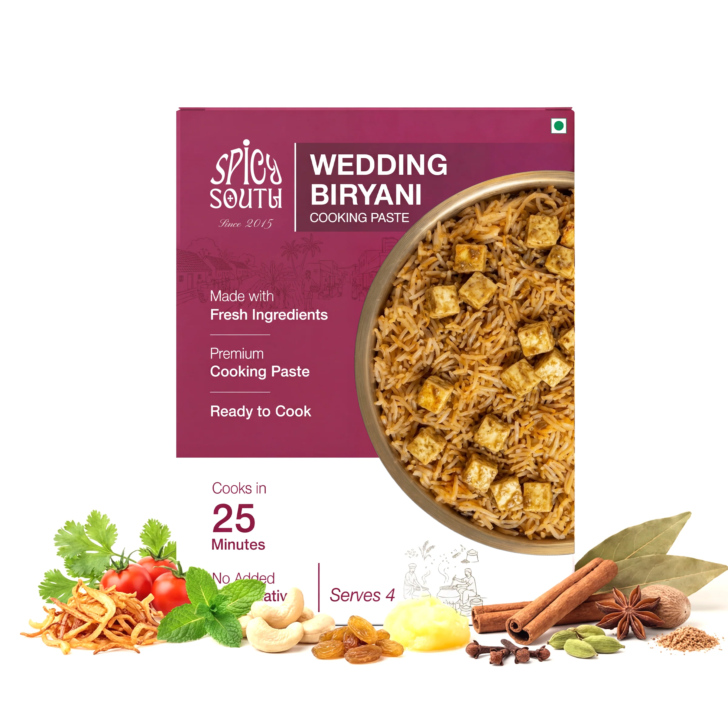 Wedding Biryani Paste veg pack with paneer biryani and fresh ingredients [veg]